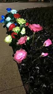 Solar LED Lawn Lamp Simulation 5 Heads Rose Lights Artificial Flower Fence Wedding Party Outdoor Patio Holiday Garden Decoration
