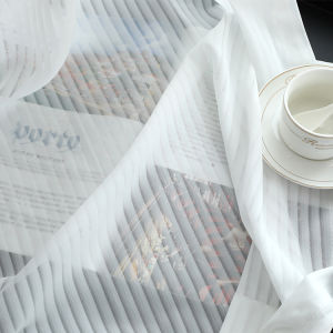 DIHUANTUO | Thickened Light-Penetrable Non-Transparent Vertical Stripes White Voile Curtain