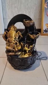 น้ำพุตั้งโต๊ะ วางพื้นเสริมฮวงจุ้ยมงคล รุ่นขนาดกลาง รหัสสินค้า 23227 สีน้ำตาลดำทองธรรมชาติ