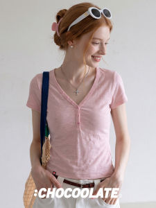 Leisure V-Neck Short-Sleeve Womens Top Slimming Summer