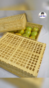 กล่องไม้ไผ่สานขนาด กว้าง 8 นิ้ว ยาว 11 นิ้ว สูง 3 นิ้ว เคลือบเงาอย่างดี ตลับกล่องไม้ไผ่ ตลับสี่เหลี่ยม ชะลอมตลับไม้ไผ่ กล่องไม้ไผ่ใส่ของ