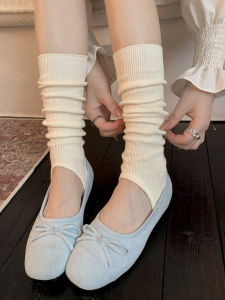 ถุงเท้าข้อสั้นผ้าฝ้ายแท้สำหรับผู้หญิง ทรงโยคะ ทรงบาง ทรงขากระบอกเล็ก ทรงสลิมฟิต ใส่ได้สองทาง สไตล์บัลเล่ต์ Miu System