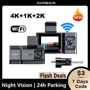 4K Dash Cam for Cars Dashcam 3 Video Camera Wifi 24h Parking Monitor Car Dvr Night Vision Front and Rear Rejestrator Samochodowy
