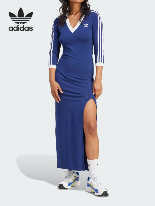 chinese dress ladies adidas Originals Women's Adicolor Classics 3-Stripes Maxi Slim FIT Dress,  Black, Large at Amazon Women's Clothing store main image 0
