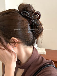 Elegant Large Hair Clip with Butterfly Knot Sash Womens Hair Accessories for Updo Shark Clamp Hair Card Fresh Outlined