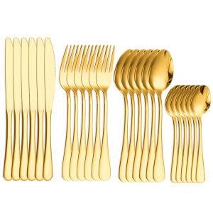 24-piece Forks and Spoons Silverware Set Food Grade Stainless Steel Flatware Cutlery Set for Home Kitchen and Restaurant
