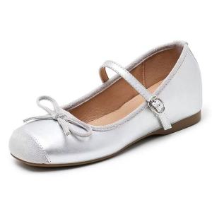 Spring Summer 2025 Flat Ballet Shoes Fairy Style Butterfly Knot Grandmother Shoes Square Head Color Block Fashionable Flats