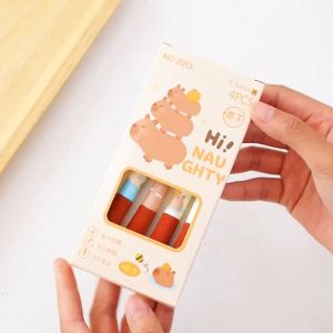 4pcs/1box Cartoon Capybara Click Gel Pen Sponge Sheath Brush Pen Quick Dry Click Pen