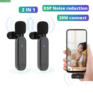 Portable Wireless Lapel Microphone Mini Lavalier Mic Smart Noise Cancelling For Audio Video Recording Live Broadcast