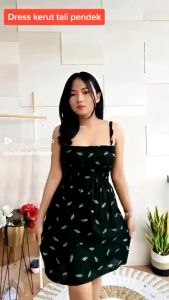 Dress Kerut Tali Kemben Bali Rayon Adem Fashion Wanita Terbaru Kekinian Viral Daster Bali Midi Kerut Dada