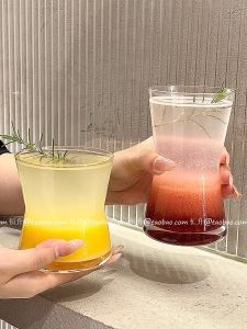 Modern Simple Creative Waist-Cinching Glass Juice Cup Soda Water Lemon Cup American Latte Coffee Cup Transparent Lead-Free Glass