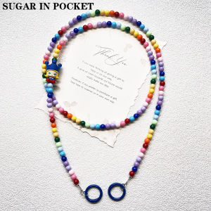 สร้อยโทรศัพท์มือถือ DIY แฮนด์เมด ลายมัลติสี ลูกปัดมัลติสี สร้อยคอโทรศัพท์มือถือแบบยาว ของขวัญ