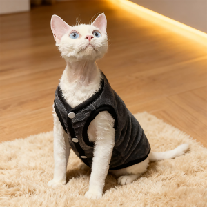 Thickened Fleece Cat Vest for Hairless German Cat Warmth And Cold Resistant Autumn And Winter Cotton Pet Clothing Accessory