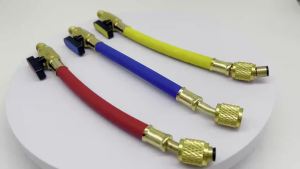3pcs R134A R410 R22 800-4000 PSI Manifold Gauge Set A/C Refrigeration Charging Hose HVAC Refrigerant Hoses Set with Ball Valve