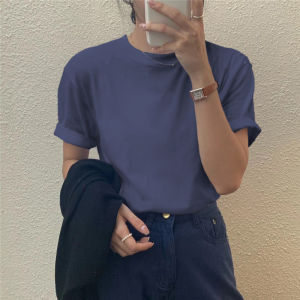 Áo Thun Cotton Dáng Rộng Tay Ngắn Màu Trắng Mùa Hè Cho Nữ Áo Thun Cổ Tròn Dáng Ôm Vừa Vặn Thoải Mái Mặc Đi Làm