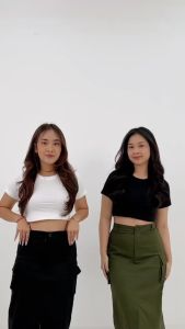 Rok Kargo Midi / Cassa Skirt Cargo Highwaist 7/8 Korean Style