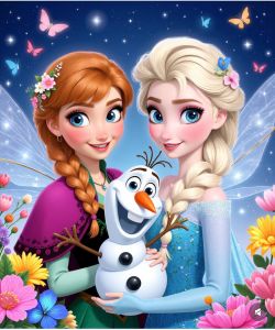 Diamond Painting Full Drill Square Diamond Childrens Handmade Diamond Embroidery Cartoon Anime Anna Elsa Princess Bedroom
