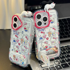 Kt Cat Mirror Stand Phone Case for Apple 16Promax Iphone Oneplus 13 14 Redmi K80 Xiaomi 15 Honor 30 090 Huawei Mate 70 Oppo