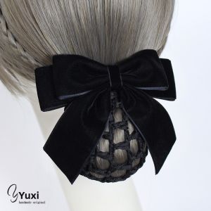 Professional Velvet Hair Flower Net Cap for Women Nurse Hotel Bank Business Style New 2025 Fresh out Freshwater Pearls