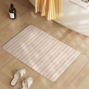 VIKAMA Striped Bath Mat Non-Slip Super Absorbent Cute Cat Line Pattern Floor Rug Washable Mat for Bathroom Entryway Home Decor