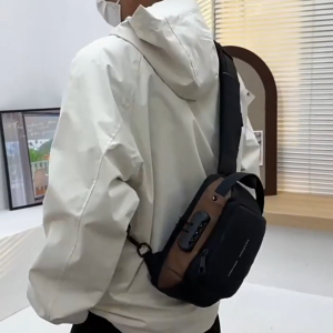 USB With Combination Lock Mens Crossbody Sling Bag Anti-theft Waterproof Chest Waist Bag Messenger Shoulder Rider Bag