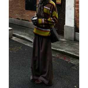 Brown Wide Leg Mens Casual Pants American Retro High-End Straight Leg Trousers CleanFit Trendy Brand Autumn Winter Fashion