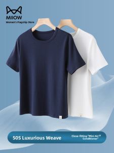 Miiow | Slimming Pure Cotton Base Shirt Cat Person Shoulder Round Neck Short Sleeve Loose Fit Summer New Style Casual Loose Top