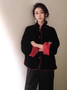 YUFUQING | Spring 2025 New Chinese Style Ultra Beautiful Stand Collar Embroidered Top Women Small Size National Style Coat Improved Tang Costume