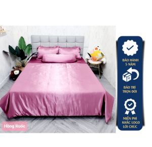 [SIÊU HOT] Bộ 5 món 4 món Chăn ga phi lụa loại 1 - Mã màu phi lụa Hồng Ruốc mền chần bông ga lẻ đủ size - Ngans Bedding