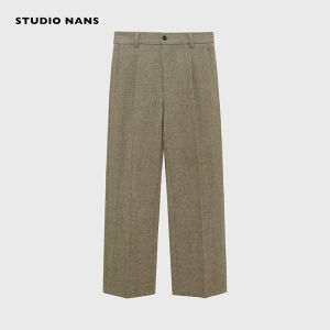 NANS Retro Mixed Color Zigzag Pattern One Button Heavyweight Full Wool Single Face No Collar Suit/Nine-Piece Pants Mens Fashion Winter Set
