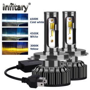 Infitary 3 Color in 1 LED Car Headlight Bulb H4 H7 H11 H1 9005 9006 3000K Yellow 4500K 6500K 20000LM Auto Fog Light CANBUS Ready