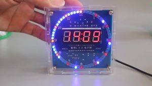 DIY Rotating LED Electronic Digital Clock Kit 51 SCM Light Controlled Temperature Display DS1302 School Fun Welding Assembly