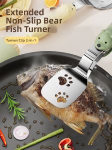 HALEXIONG | Multi-purpose Frying Spatula and Tongs Flip Pancake and Grill Fish Steak