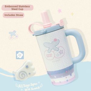 VANWALK | Cute Portable Thermal Cup with Handle and Straw for Girls Gifts High Capacity