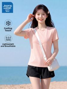 Jeanswest | Áo Thun Nữ Thể Thao Lụa Ice Silk Mát Thoáng Khí Chống Nắng UV Vai Ngang Mùa Hè