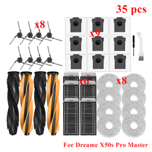 Phụ Kiện Máy Hút Bụi Dreame X50 Ultra/X50 Master/L50 Pro Ultra/L40S Pro Ultra: Bàn Chải Chính Bàn Chải Bên Bộ Lọc Túi Bụi Miếng Lau Miếng Vải Lau.