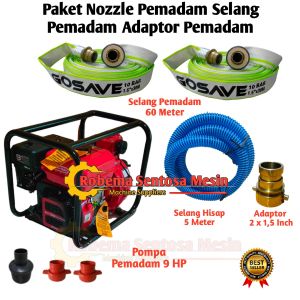 Paket Pompa Pemadam Kebakaran Selang 60 Meter dan Adaptor Penyambung