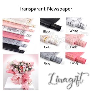 (5 Lembar) TRANSLUCENT NEWSPAPER - FLOWER WRAPPING COLOR PAPER CELLOPHANE KERTAS BUNGA BUKET