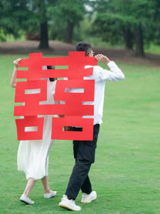 Extra Large Double Happiness Character Wedding Veil Registration Ceremony Feeling Small Object Weapon Festive Supplies