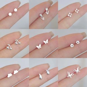 925 Silver Stud Earrings Female Student Niche Style Minimalist Design Classy Earrings 2024 New Arrival Trendy Ins Style Earrings