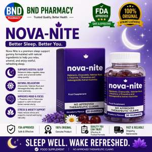 NOVA-NITE Melatonin Gummies 30s Chamomile Valerian Ashwagandha Food Supplement FDA Approved BNDpharma