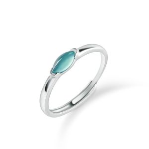 Tự Nhiên Một Lớp Ice Jade Màu Xanh mắt ngựa S925 Bạc Thời Trang Phụ Nữ Nhẫn hở