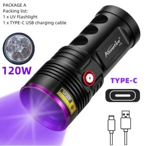 AloneFire 120W UV Powerful Ultraviolet Flashlight 6x365nm Rechargeable Torch for Curing Money Ore Scorpion Fluorescent Detector