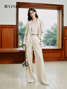 Commute-friendly Linen Blend Wide Leg Pants