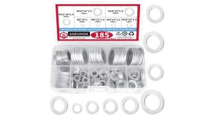 Bộ 185 Miếng Đệm Phẳng Bằng Nhôm M5-M16 Vòng Đệm Lục Giác Dùng Để Cố Định Phần Cứng Làm Từ Nhôm 6061