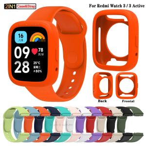 Official Same Model Silicone Strap for Redmi Watch 3 Active Bracelet Wristbands + Protective Cover for Xiaomi Redmi Watch 3 Band