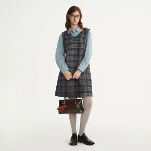 DUSHU | Plus Size Checkered Vest Dress