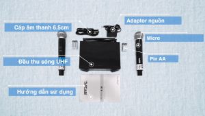 Micro không dây  The Platinum U20 - bộ 2 micro và 1 đầu thu - kết nối UHF khoảng cách 20m  - Hàng chính hãng