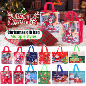 สุขสันต์วันคริสต์มาสของขวัญกระเป๋าซานตาคลอสมนุษย์หิมะไม่ทอกระเป๋าถือคริสต์มาสคุณภาพสูงช้อปปิ้งกระเป๋า Eco ปีใหม่บรรจุภัณฑ์ขนมกระเป๋าโททพับได้