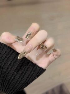 Handmade Ice Transparent Frozen Color Flash Diamond Nail Art False Nails Wearable Nail Tips Cold Color Series Beauty Tools